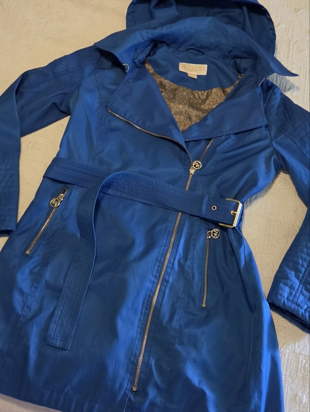 Michael Michael Kors royal blue belted trench, Size Medium